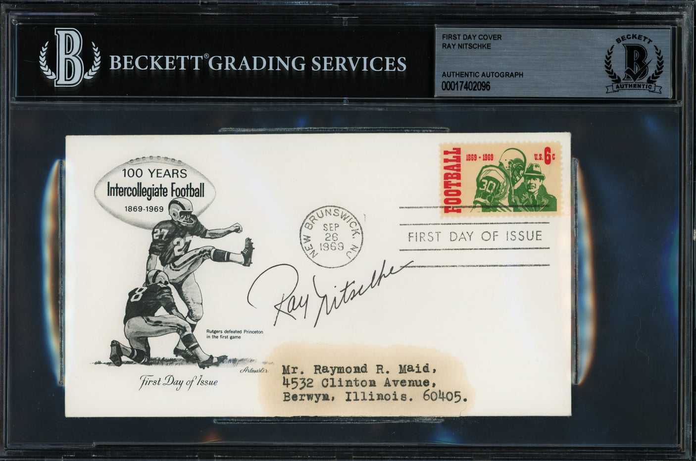 Ray Nitschke Autographed 1969 First Day Cover Green Bay Packers Beckett BAS #17402096