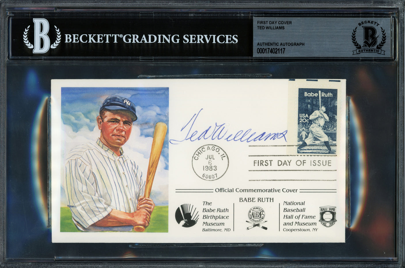 Ted Williams Autographed 1983 First Day Cover Boston Red Sox Beckett BAS #17402117