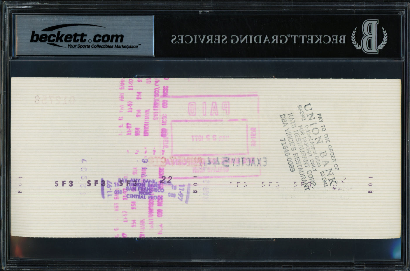 Al Davis Autographed Check Oakland Raiders Owner Beckett BAS #17857438