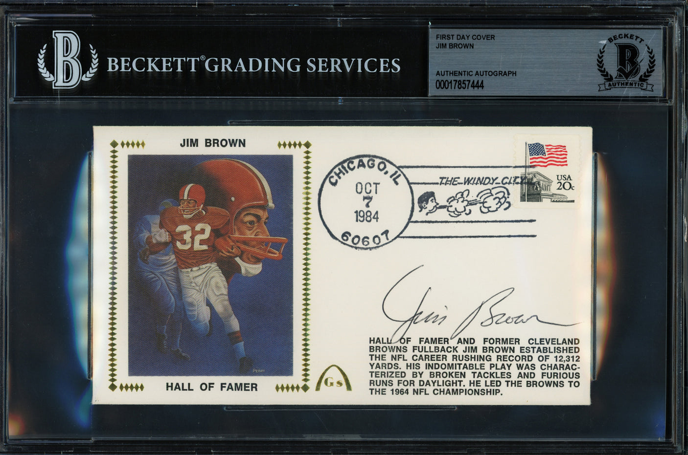 Jim Brown Autographed 1984 First Day Cover Cleveland Browns Beckett BAS #17857444