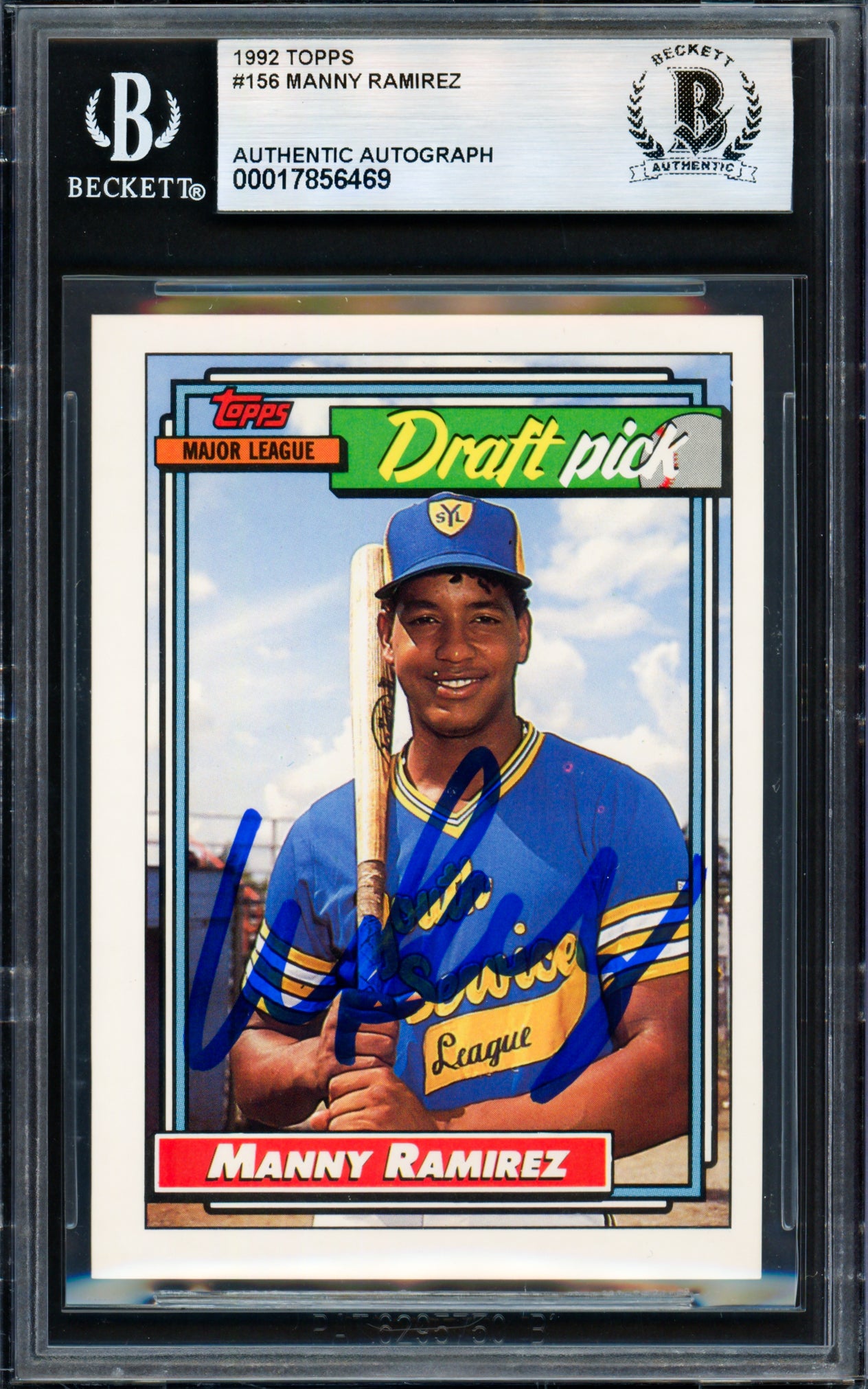 Manny Ramirez Autographed 1992 Topps Rookie Card #156 Cleveland Indians Beckett BAS #17856469