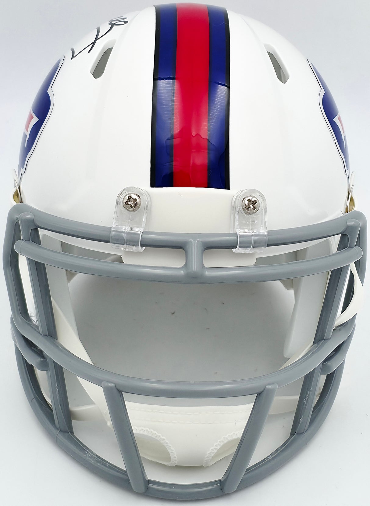 Jim Kelly Autographed Buffalo Bills 2011-20 Throwback White Speed Mini Helmet Beckett BAS Witness Stock #241392