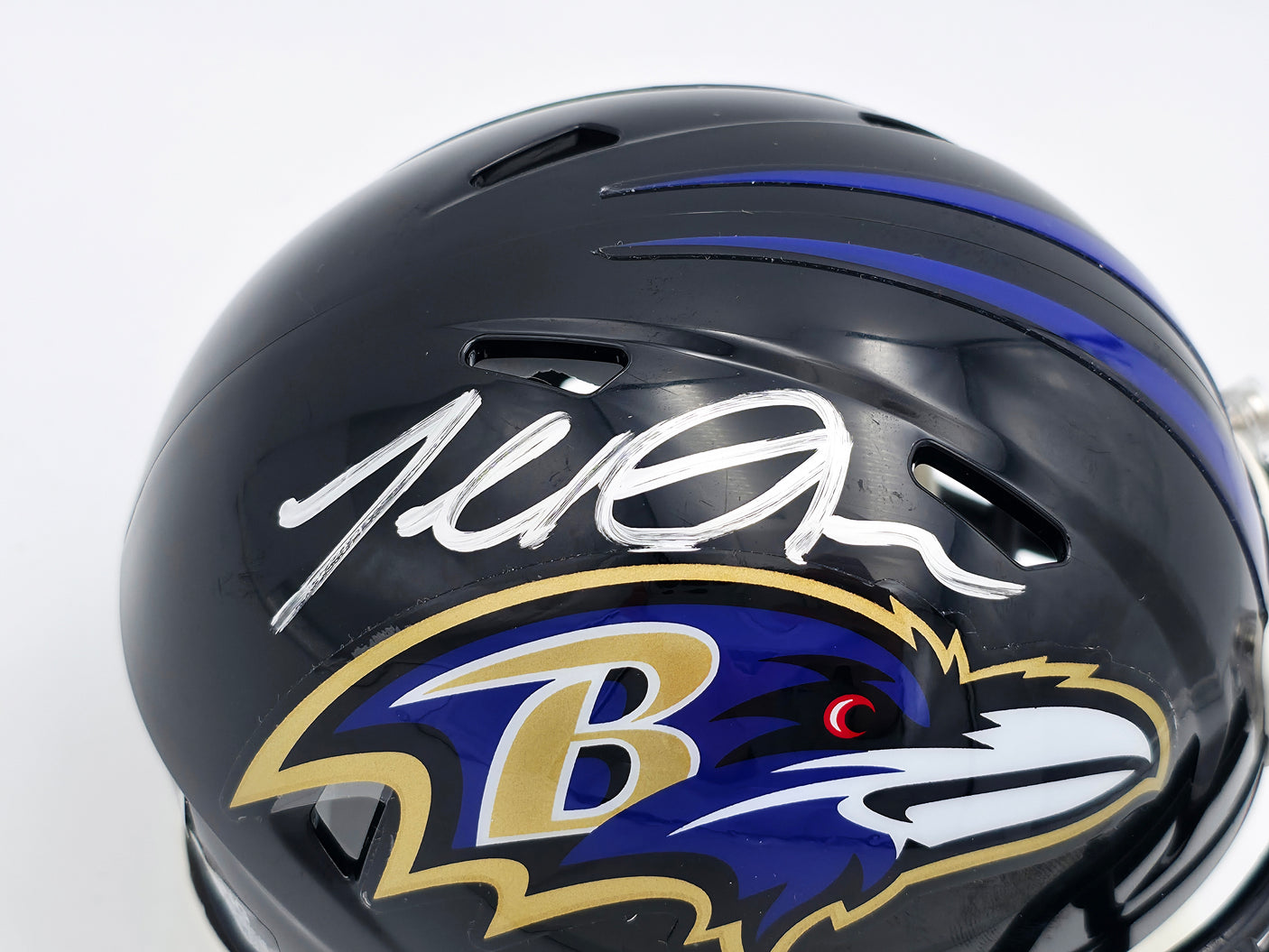 Terrell Suggs Autographed Baltimore Ravens Black Speed Mini Helmet Beckett BAS Witness Stock #241393