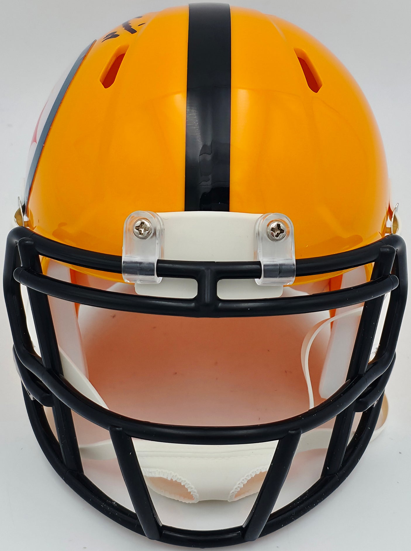 James Harrison Autographed Pittsburgh Steelers Throwback Gold Speed Mini Helmet Beckett BAS Witness Stock #241384