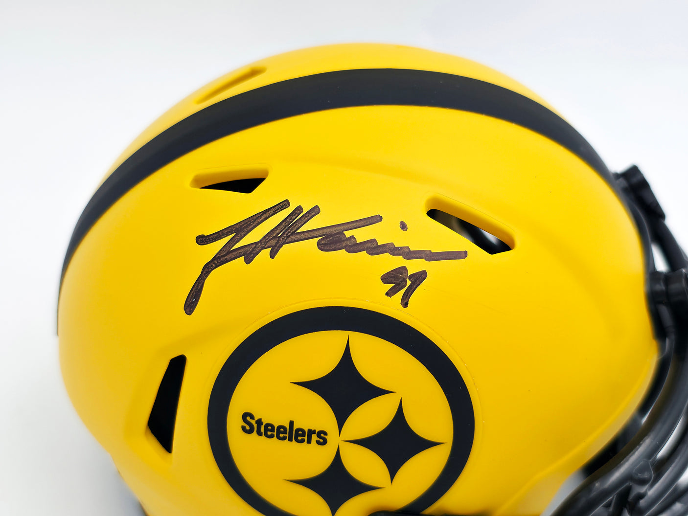 James Harrison Autographed Pittsburgh Steelers Gold Rave Speed Mini Helmet Beckett BAS Witness Stock #241385