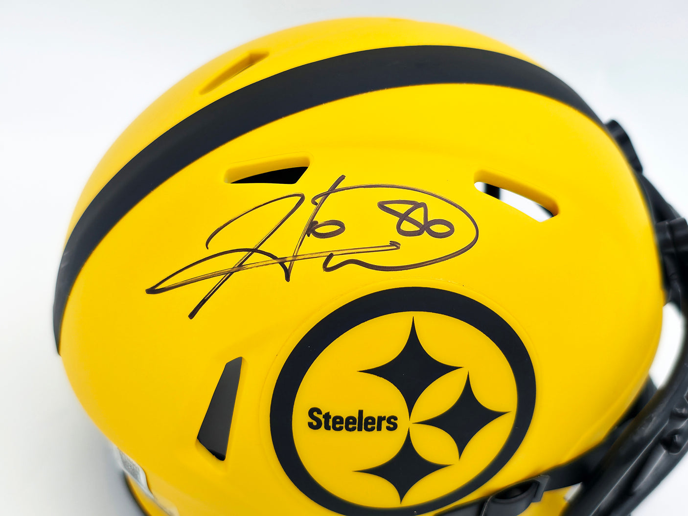 Hines Ward Autographed Pittsburgh Steelers Gold Rave Speed Mini Helmet Beckett BAS Witness Stock #241388