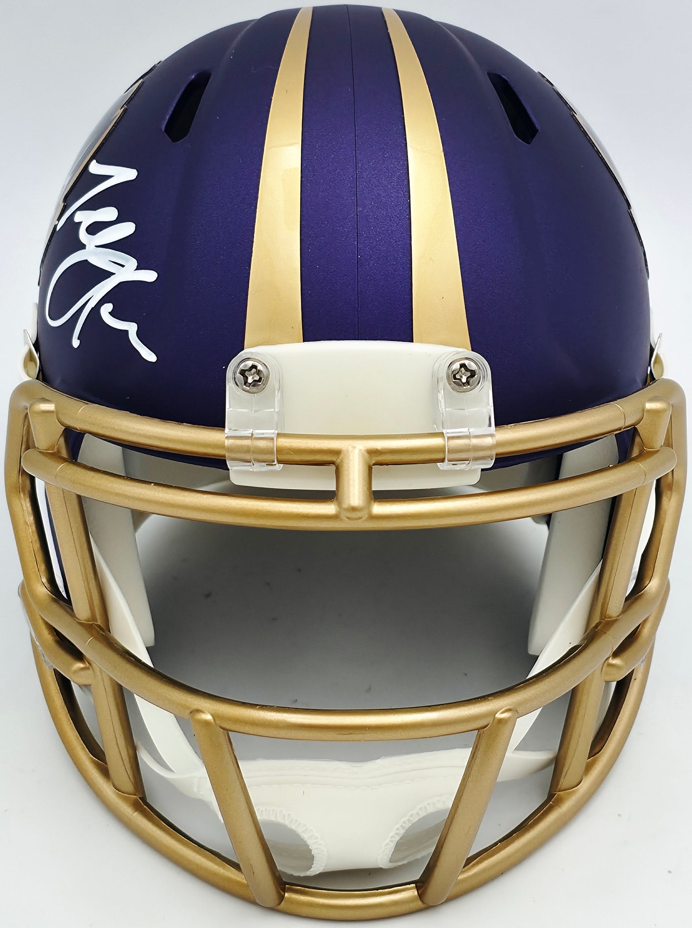 Terrell Suggs Autographed Baltimore Ravens 2024 Alt Purple Speed Mini Helmet JSA QR Stock #241394