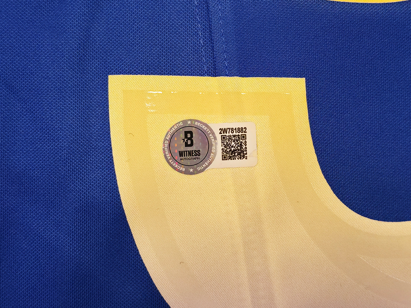 Los Angeles Rams Aaron Donald Autographed Blue Nike Dri Fit Jersey Size L Beckett BAS Witness Stock #241359