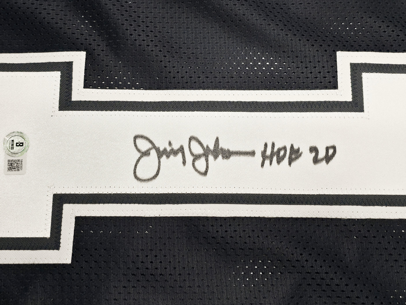 Dallas Cowboys Jimmy Johnson Autographed Blue Jersey "HOF 20" Beckett BAS Witness Stock #239849