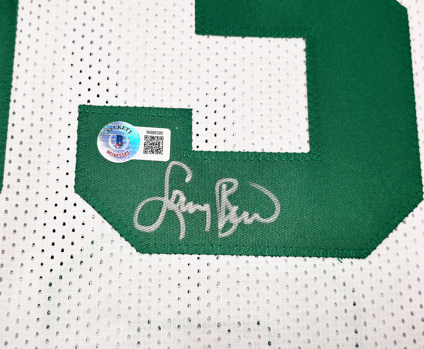 Boston Celtics Larry Bird Autographed White Jersey Beckett BAS Witness Stock #239864