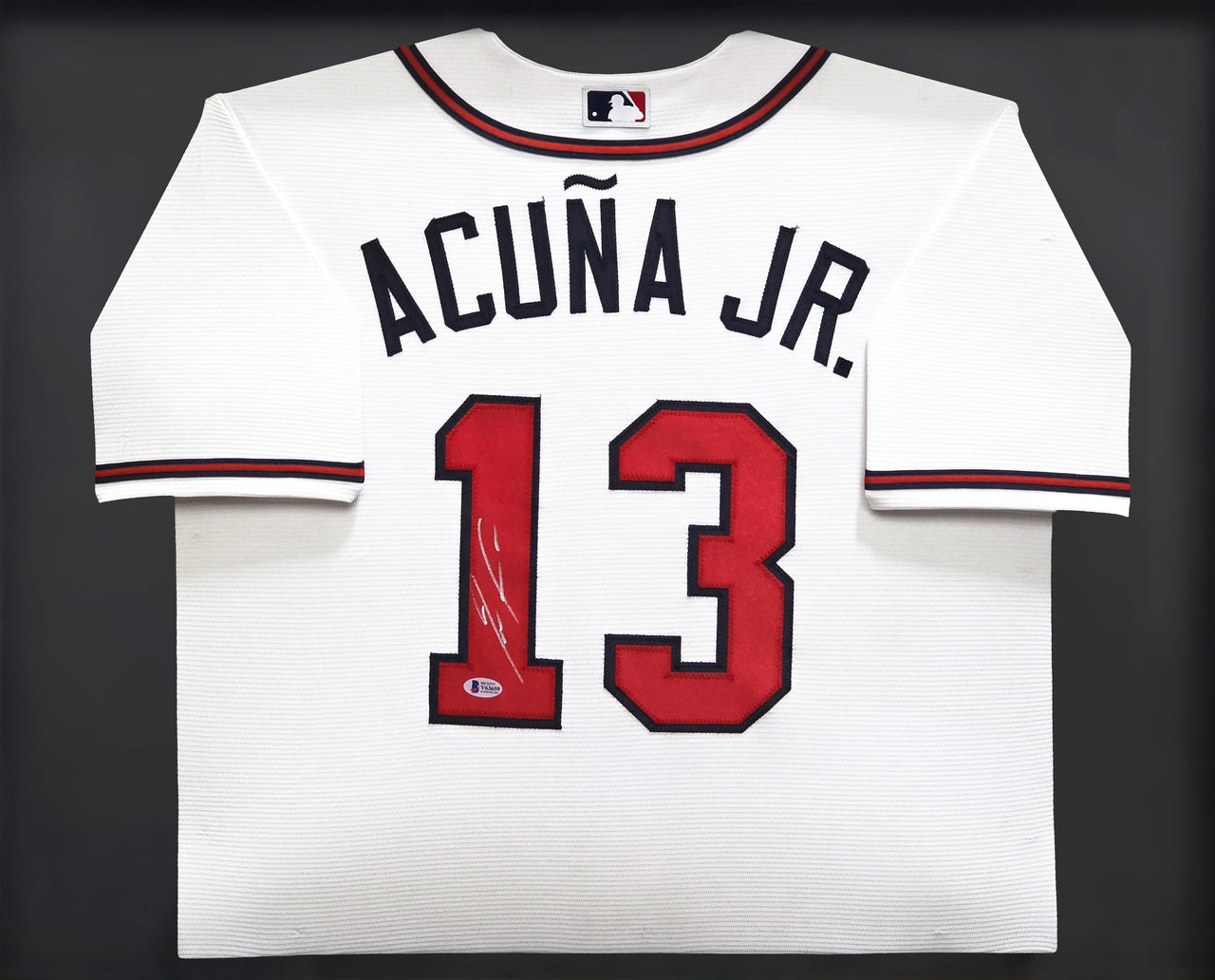 Atlanta Braves Ronald Acuna Jr. Autographed Framed White Nike Jersey Beckett BAS Stock #241399