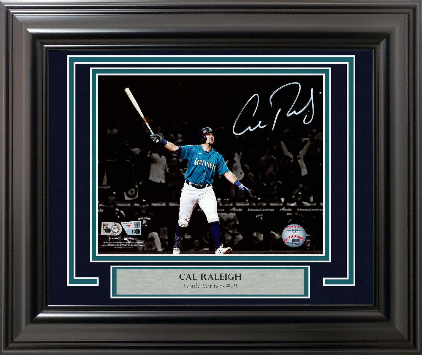 Cal Raleigh Autographed Framed 8x10 Photo Seattle Mariners Fanatics Holo Stock #253721