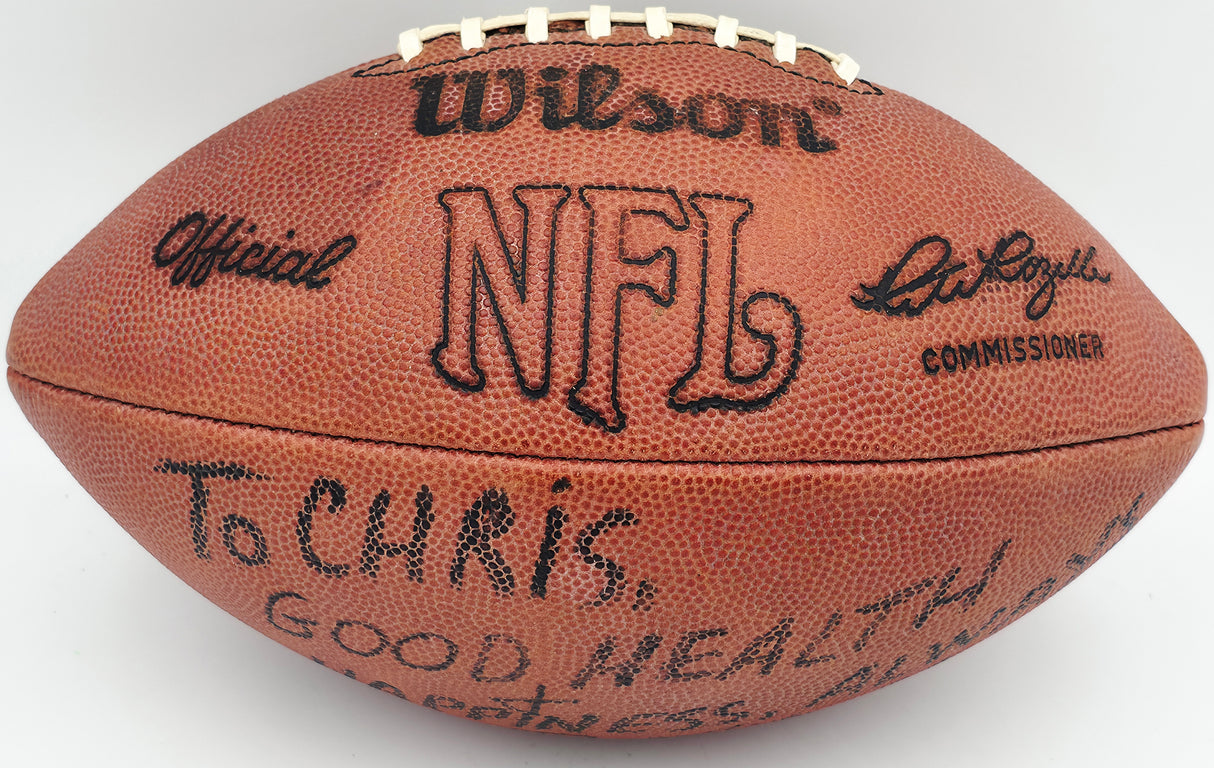 Ray Nitschke Autographed Official NFL Wilson Leather Game Football Green Bay Packers "To Chris" Beckett BAS QR #BR88762