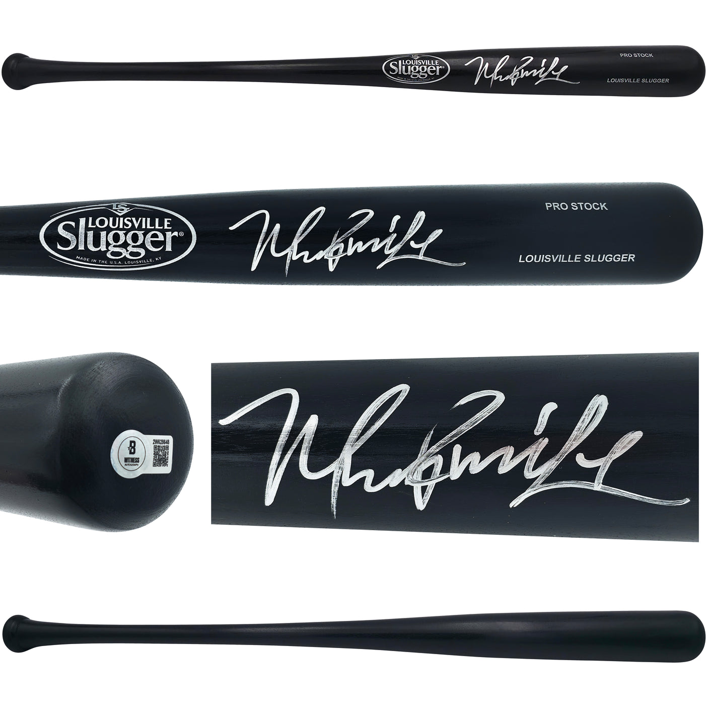 Manny Ramirez Autographed Black Louisville Slugger Pro Stock Baseball Bat Boston Red Sox Beckett BAS Witness Stock #241441