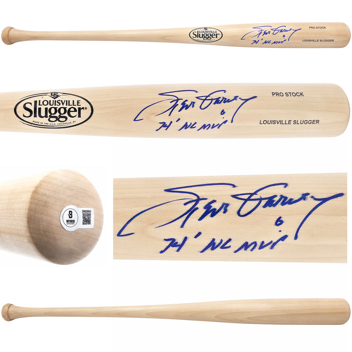 Steve Garvey Autographed Blonde Louisville Slugger Pro Stock Baseball Bat Los Angeles Dodgers "74 NL MVP" Beckett BAS Witness Stock #241444