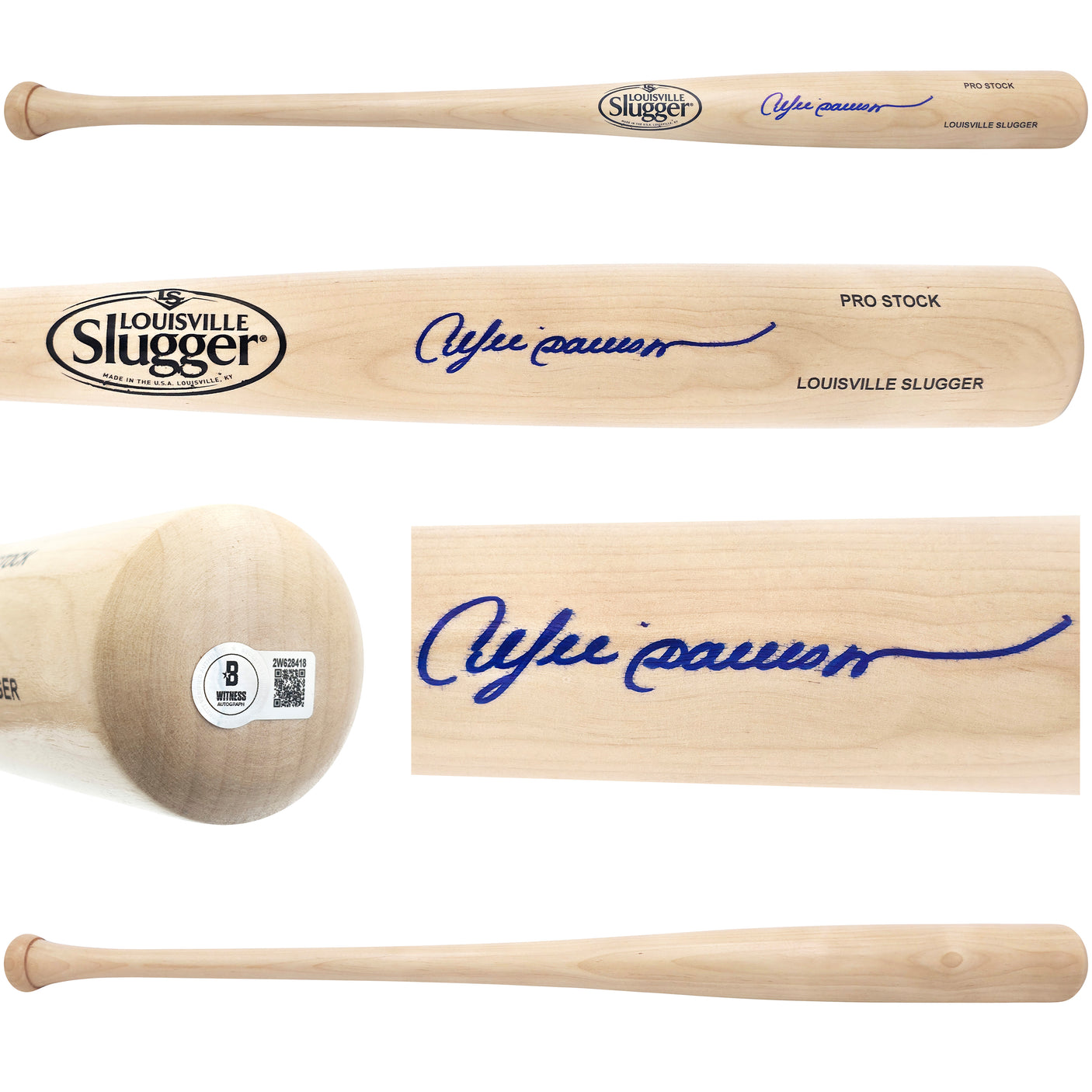 Andre Dawson Autographed Blonde Louisville Slugger Pro Stock Baseball Bat Montreal Expos Beckett BAS Witness Stock #241439