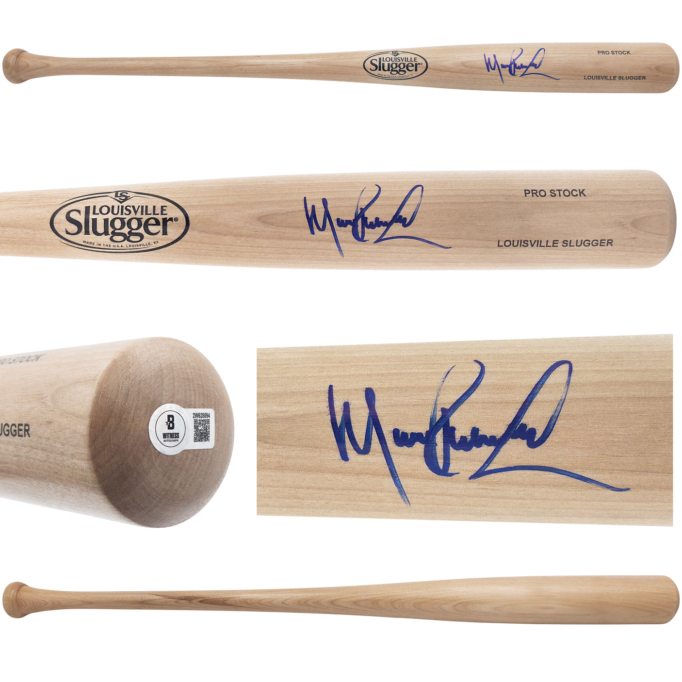 Manny Ramirez Autographed Blonde Louisville Slugger Pro Stock Baseball Bat Boston Red Sox Beckett BAS Witness Stock #241442