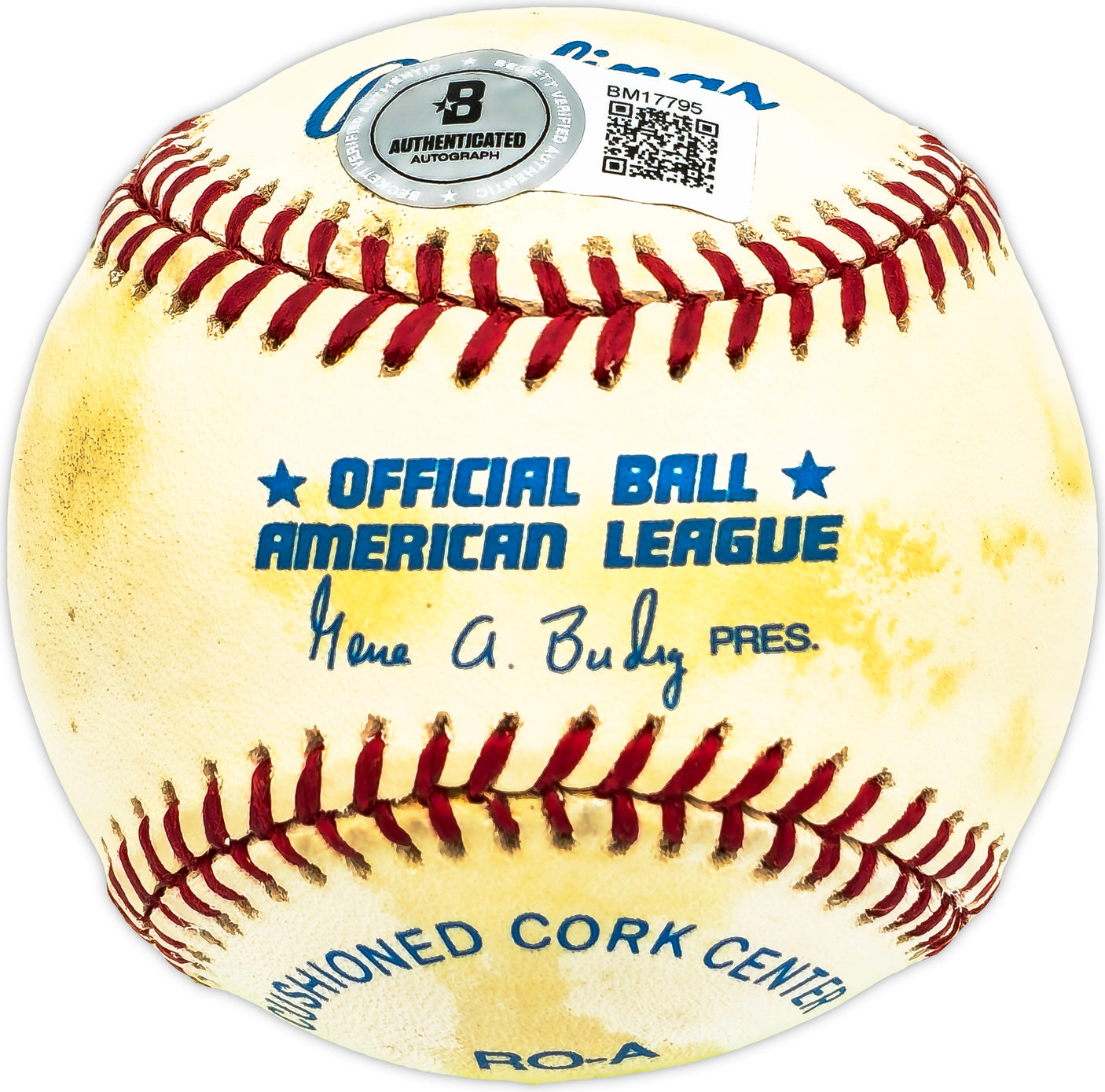 Bill Zinser Autographed Official AL Baseball Washington Senators Beckett BAS QR #BM17795