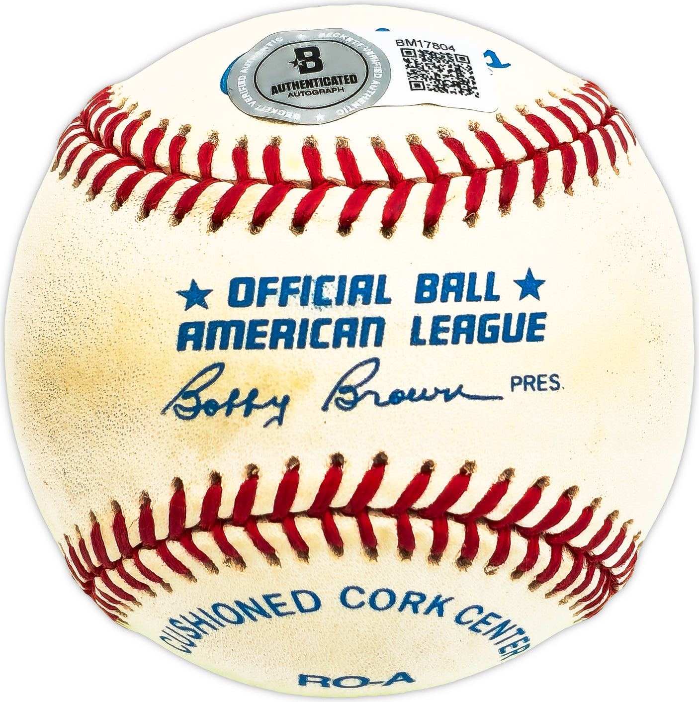 Gene Brabender Autographed Official AL Baseball Orioles, Pilots Beckett BAS QR #BM17804