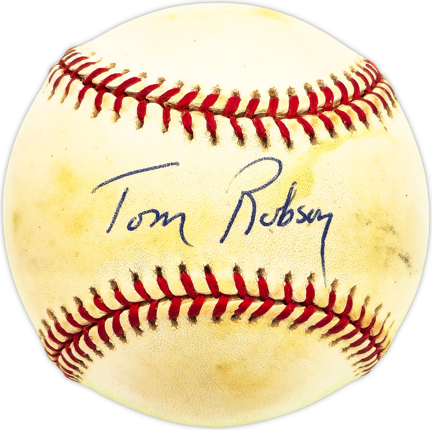 Tom Robson Autographed Official NL Baseball Texas Rangers Beckett BAS QR #BM17836