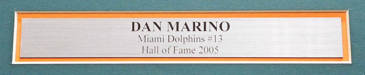 Miami Dolphins Dan Marino Autographed Framed Teal Jersey Beckett BAS Stock #230180