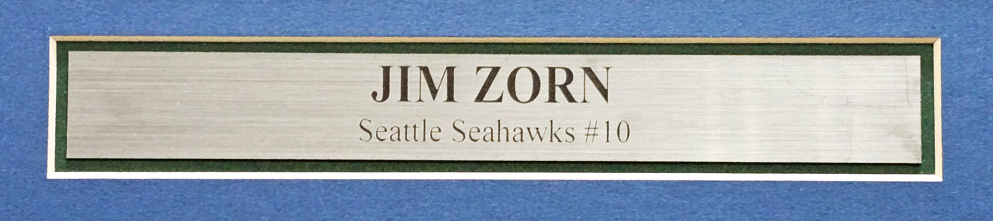 Seattle Seahawks Jim Zorn Autographed Framed Blue Jersey MCS Holo Stock #214097