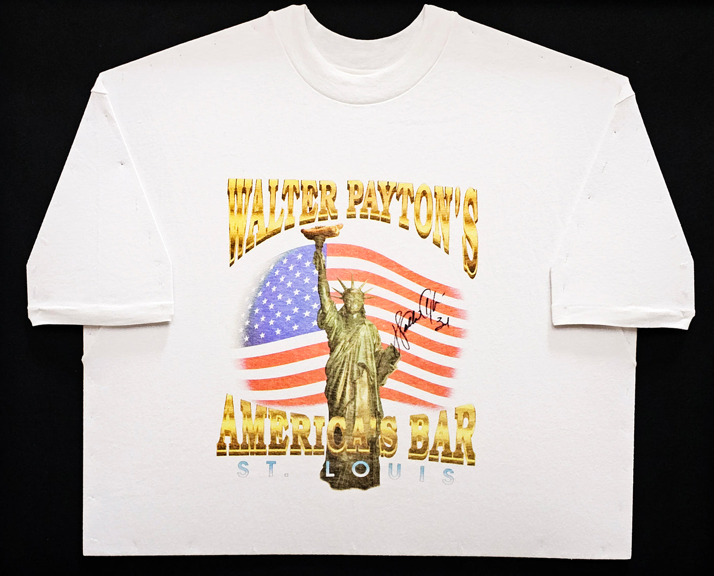 Walter Payton Autographed Framed White T-Shirt Chicago Bears "34" JSA #CC88893