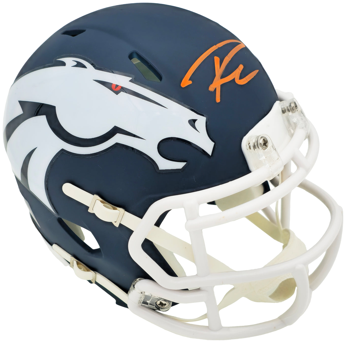 Russell Wilson Autographed Denver Broncos AMP Blue Speed Mini Helmet Fanatics Holo Stock #227948