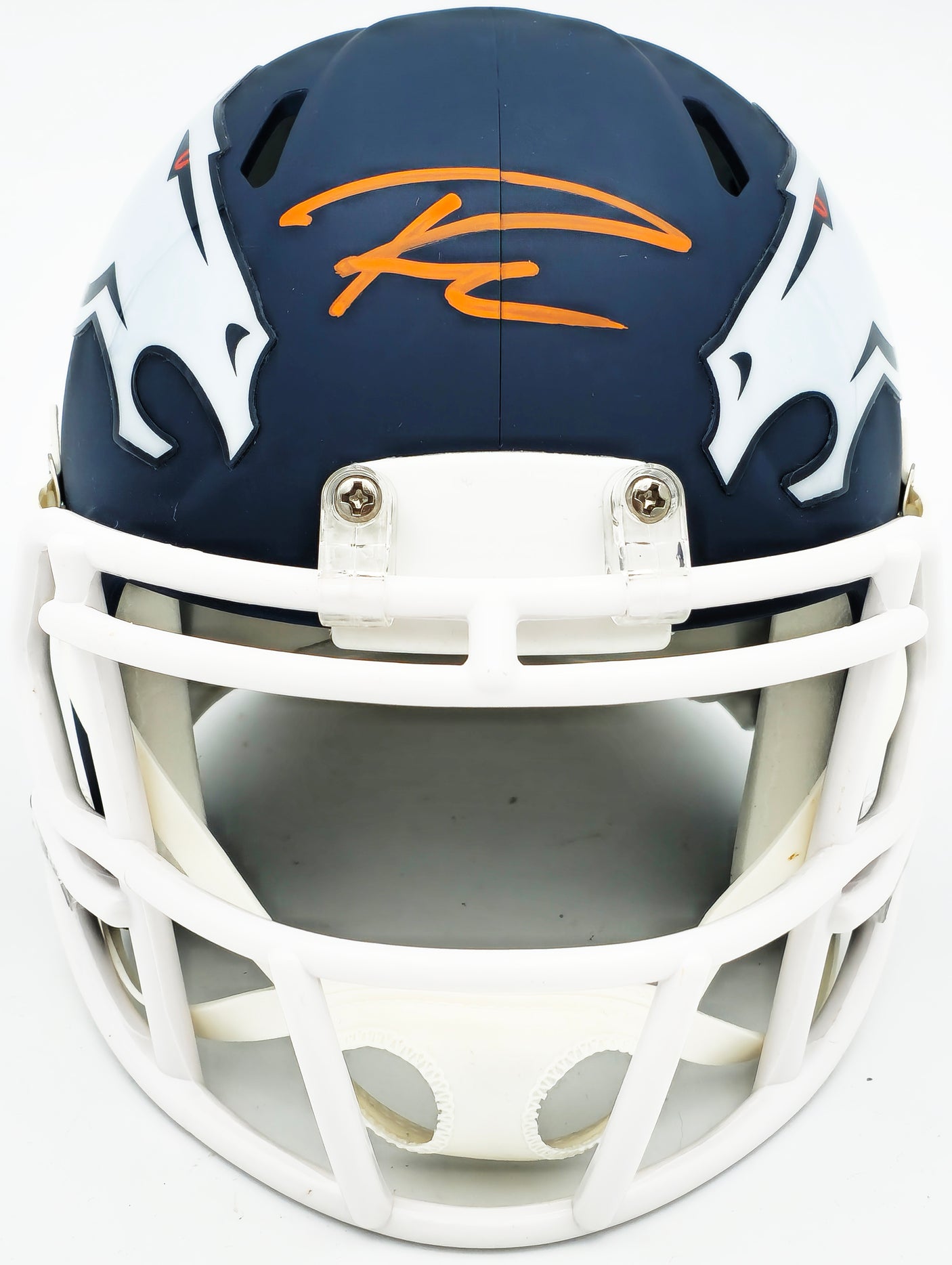 Russell Wilson Autographed Denver Broncos AMP Blue Speed Mini Helmet Fanatics Holo Stock #227948