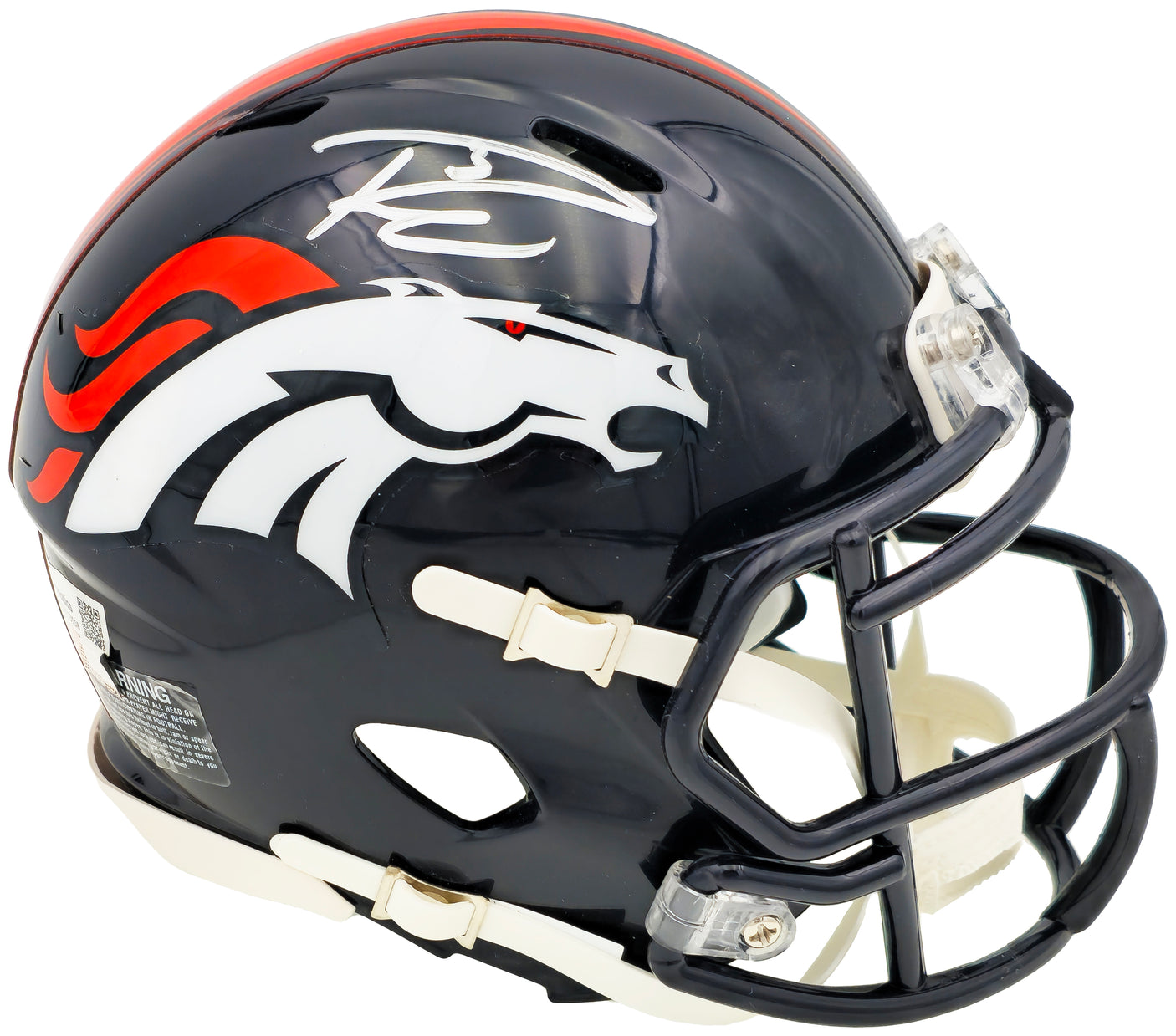 Russell Wilson Autographed Denver Broncos Blue Speed Mini Helmet Fanatics Holo Stock #227950