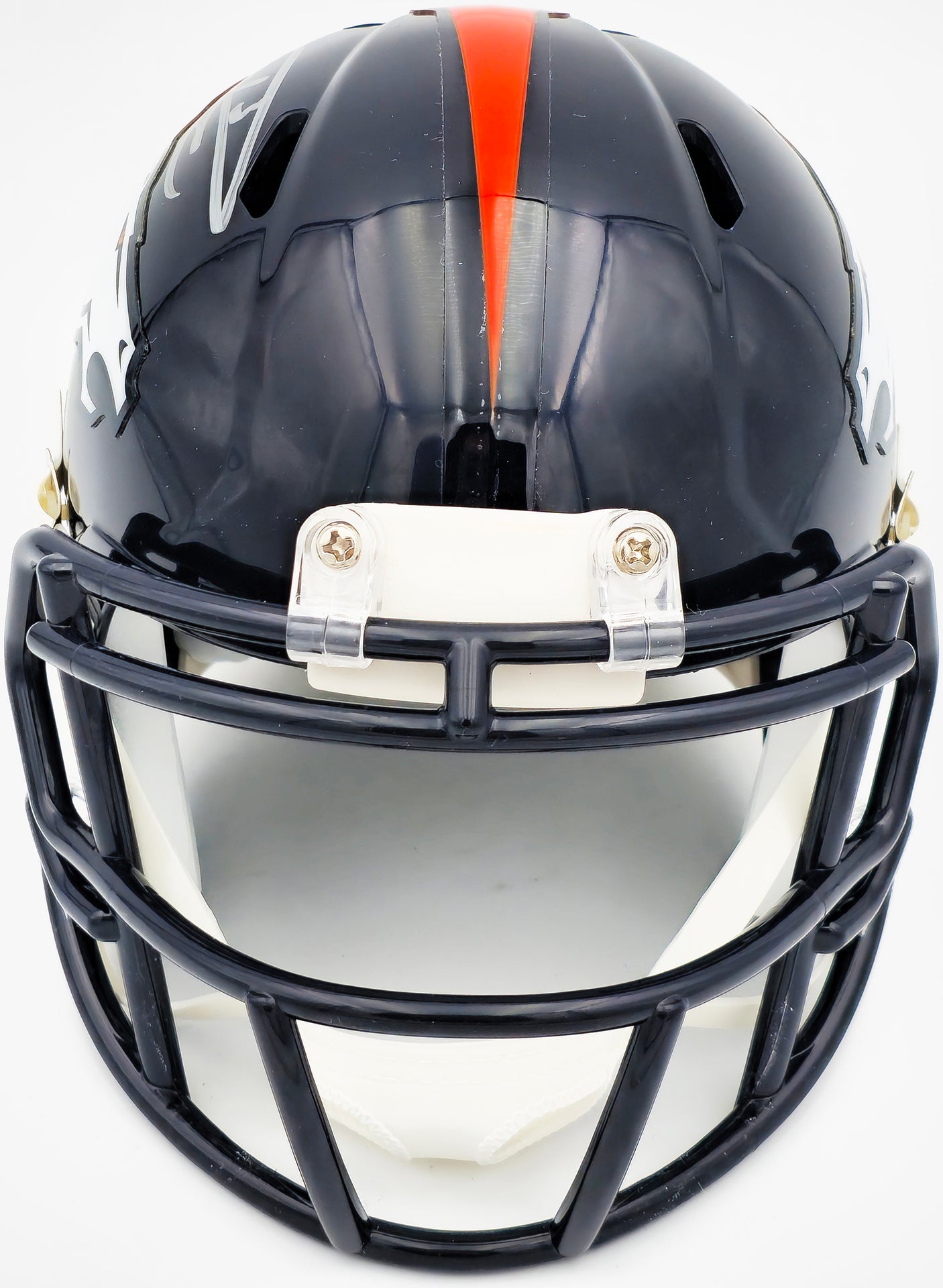 Russell Wilson Autographed Denver Broncos Blue Speed Mini Helmet Fanatics Holo Stock #227950