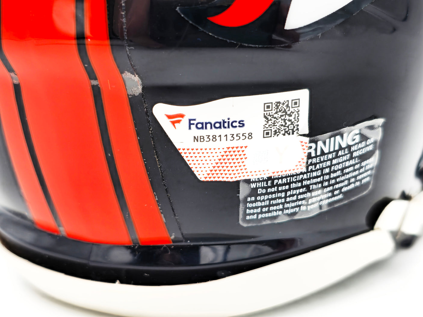 Russell Wilson Autographed Denver Broncos Blue Speed Mini Helmet Fanatics Holo Stock #227950