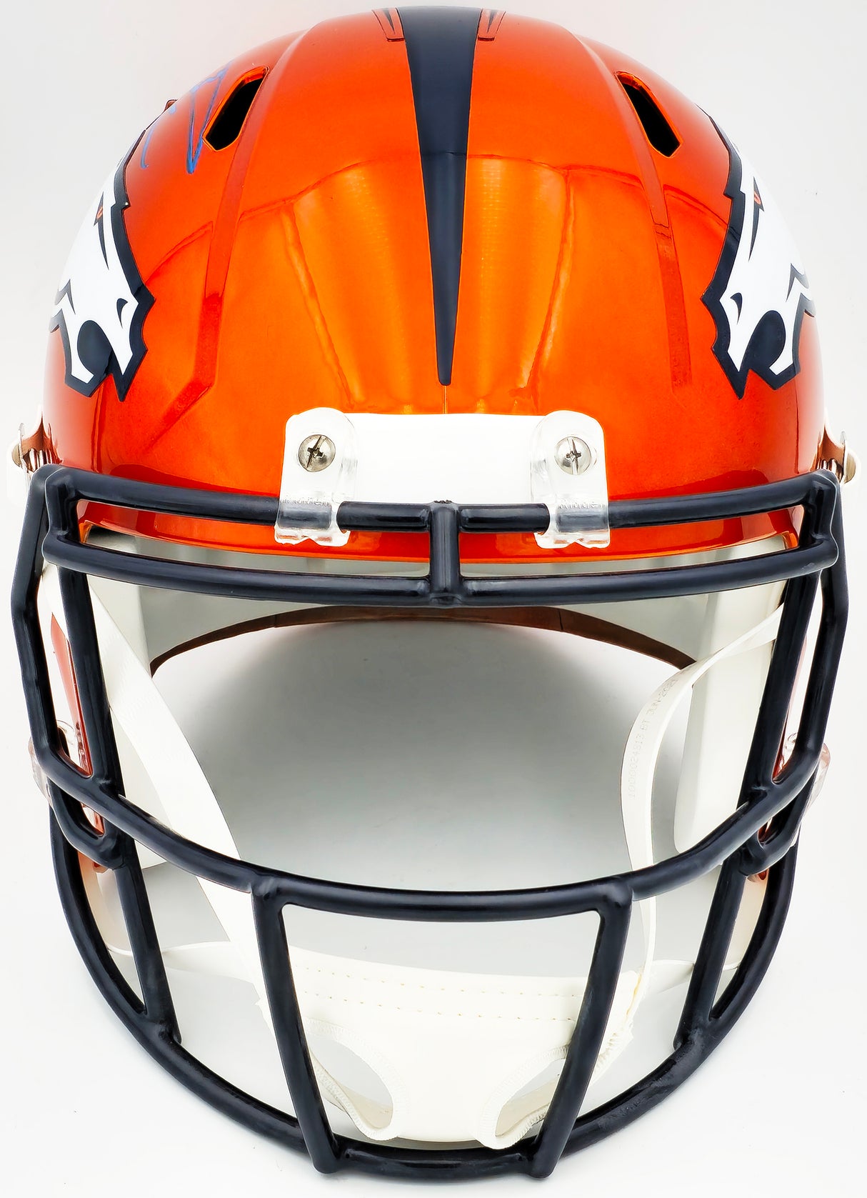 Russell Wilson Autographed Denver Broncos Flash Orange Full Size Replica Speed Helmet Fanatics Holo Stock #227938