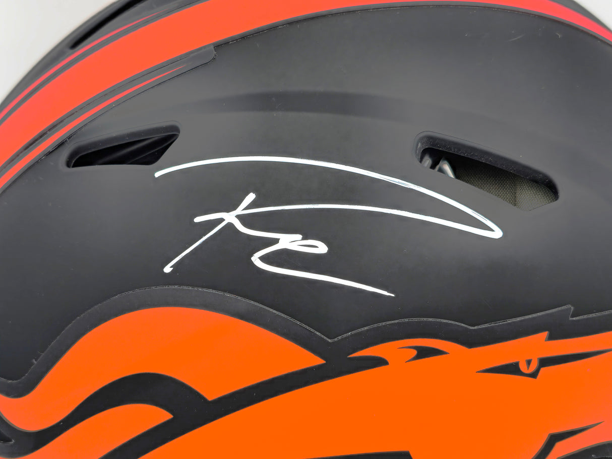Russell Wilson Autographed Denver Broncos Eclipse Black Full Size Authentic Speed Helmet Fanatics Holo Stock #227932