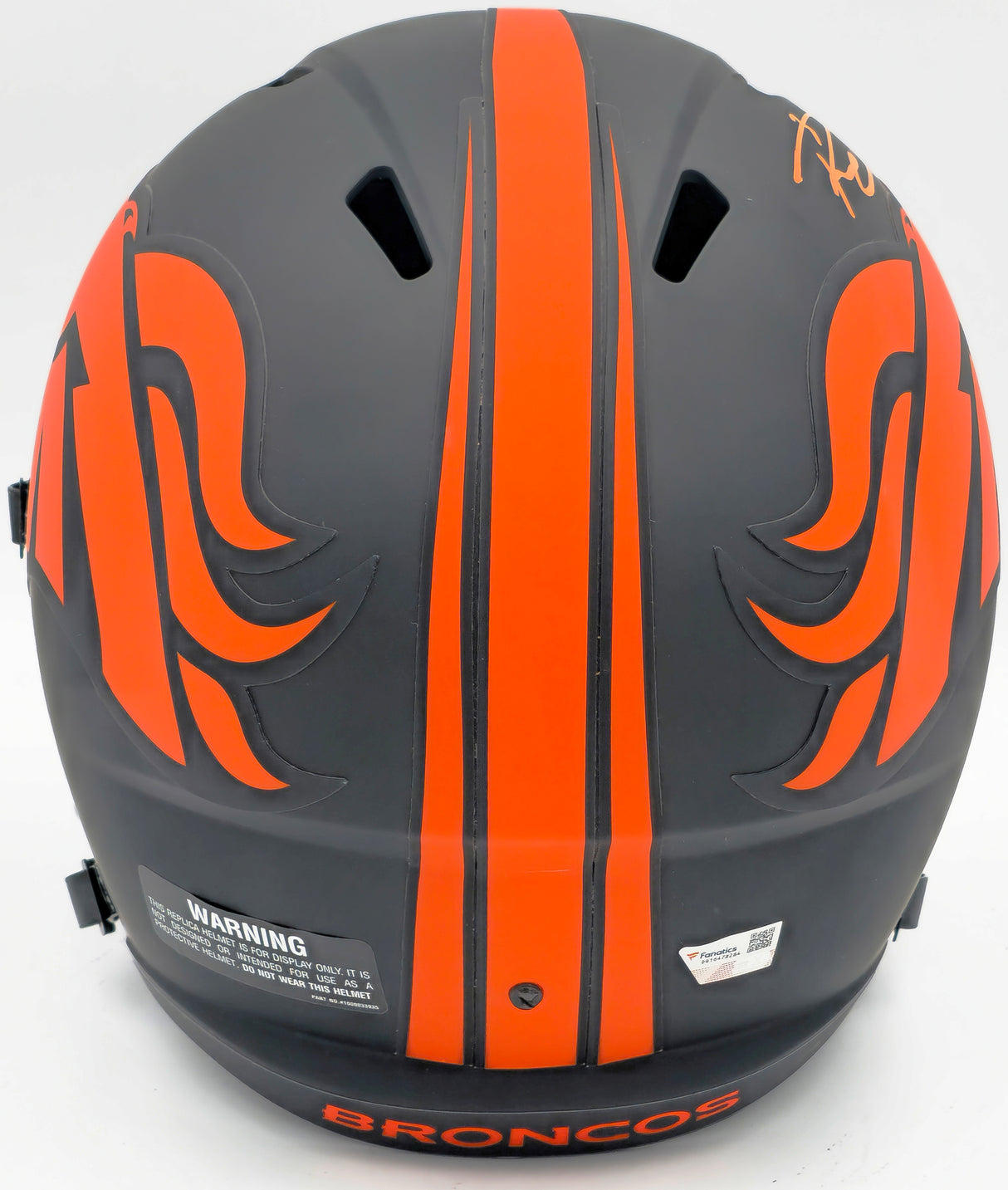 Russell Wilson Autographed Denver Broncos Eclipse Black Full Size Replica Speed Helmet Fanatics Holo Stock #227941