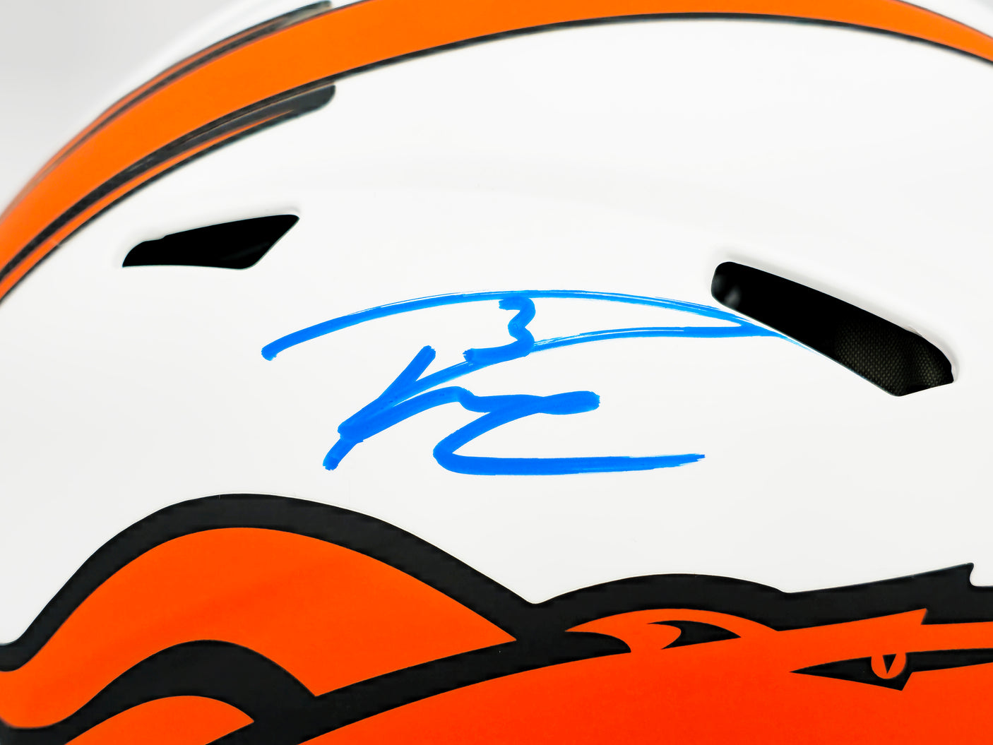 Russell Wilson Autographed Denver Broncos Lunar Eclipse White Full Size Authentic Speed Helmet Fanatics Holo Stock #227937