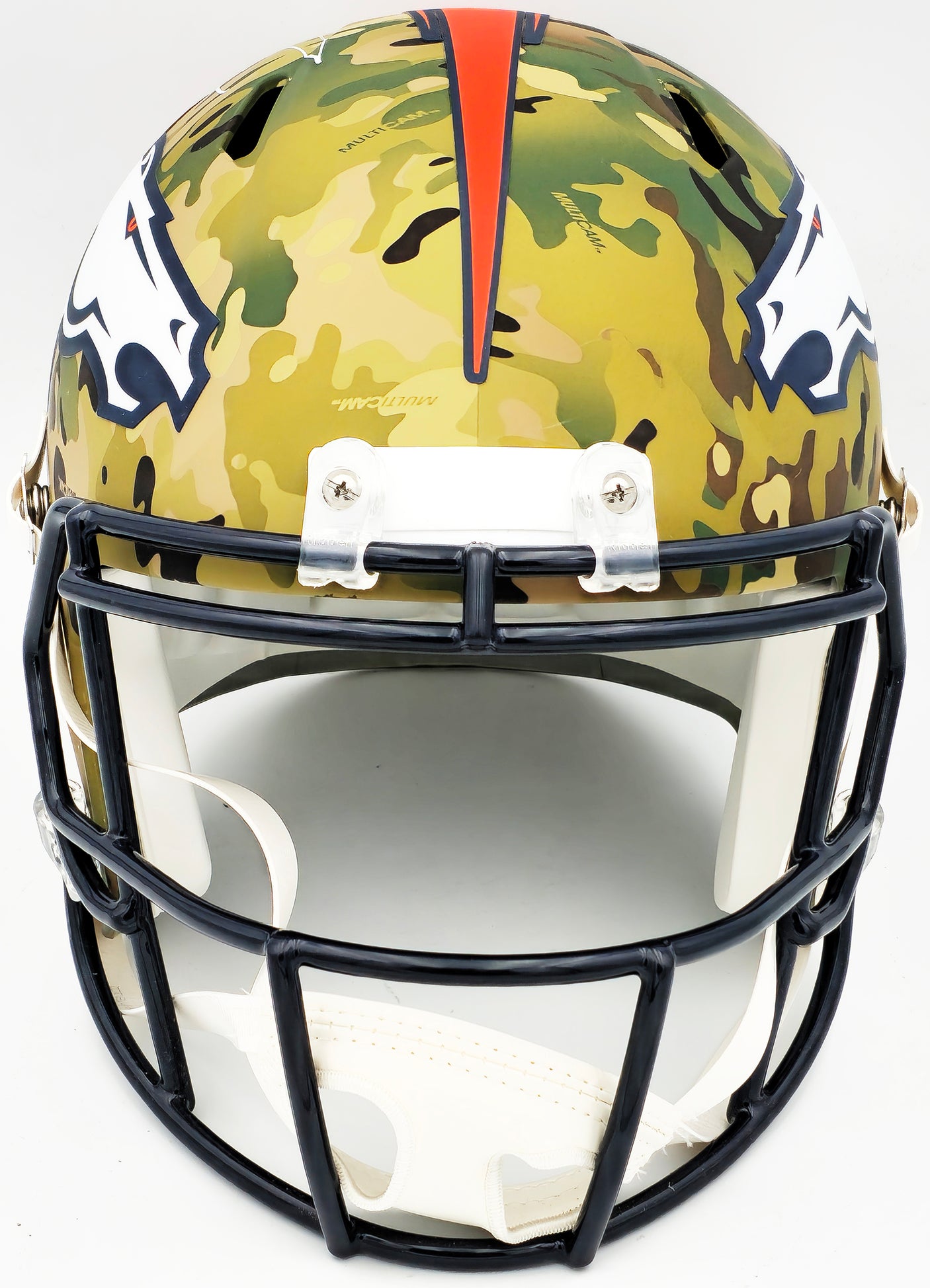 Russell Wilson Autographed Denver Broncos Camo Salute to Service Full Size Replica Speed Helmet Fanatics Holo Stock #227943