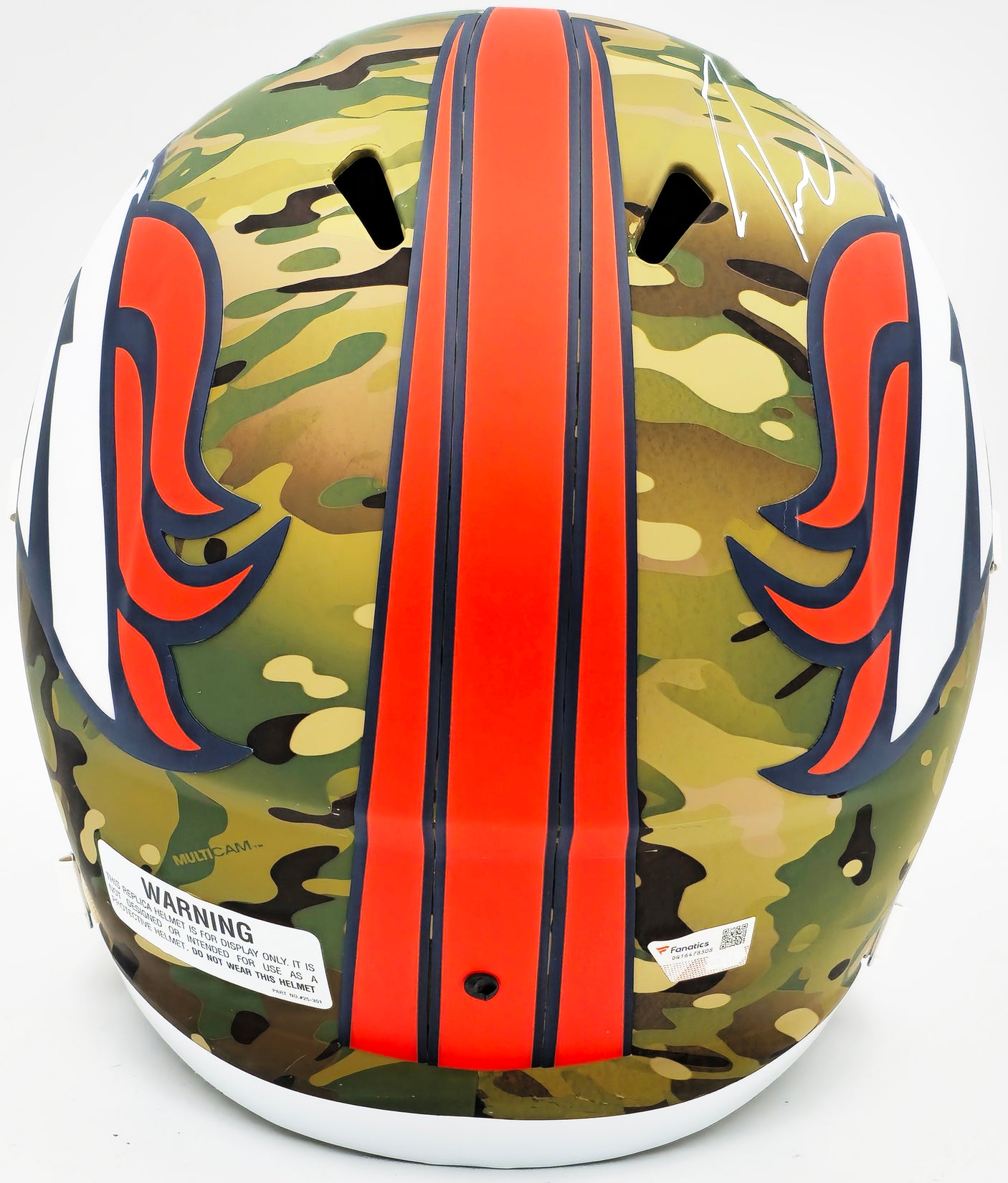 Russell Wilson Autographed Denver Broncos Camo Salute to Service Full Size Replica Speed Helmet Fanatics Holo Stock #227943