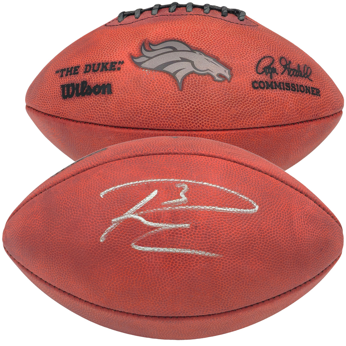Russell Wilson Autographed Official NFL Leather Denver Broncos Logo Football Fanatics Holo Stock #227946