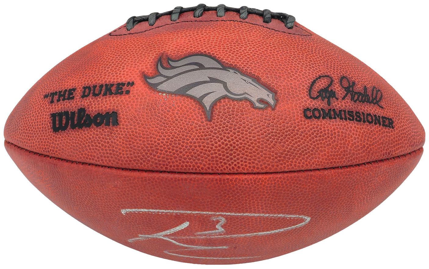 Russell Wilson Autographed Official NFL Leather Denver Broncos Logo Football Fanatics Holo Stock #227946