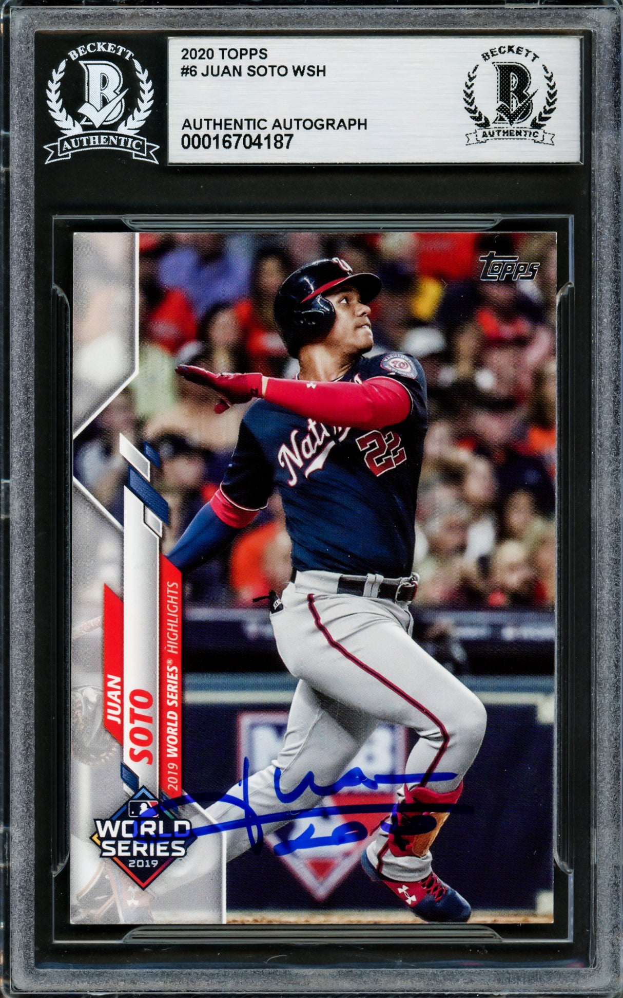 Juan Soto Autographed 2020 Topps Card #6 New York Mets Beckett BAS Stock #228035