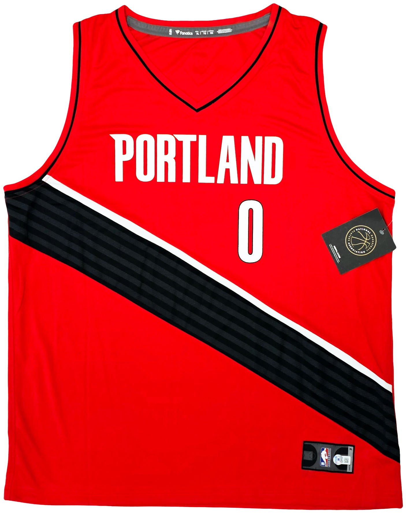 Portland Trailblazers Damian Lillard Autographed Red Fanatics Jersey Size XL Beckett BAS QR Stock #214825
