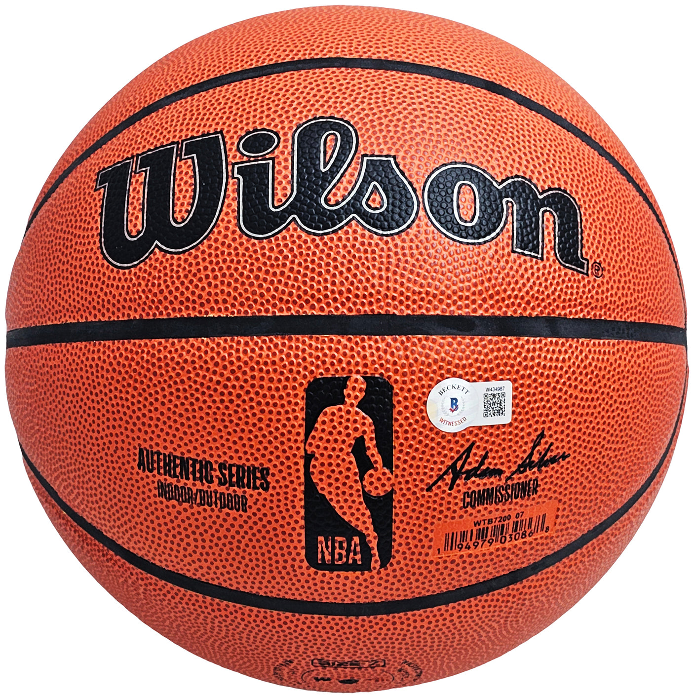 James Harden Autographed Authentic Indoor/Outdoor Basketball Rockets, 76ers, Thunder Beckett BAS Witness Stock #214076