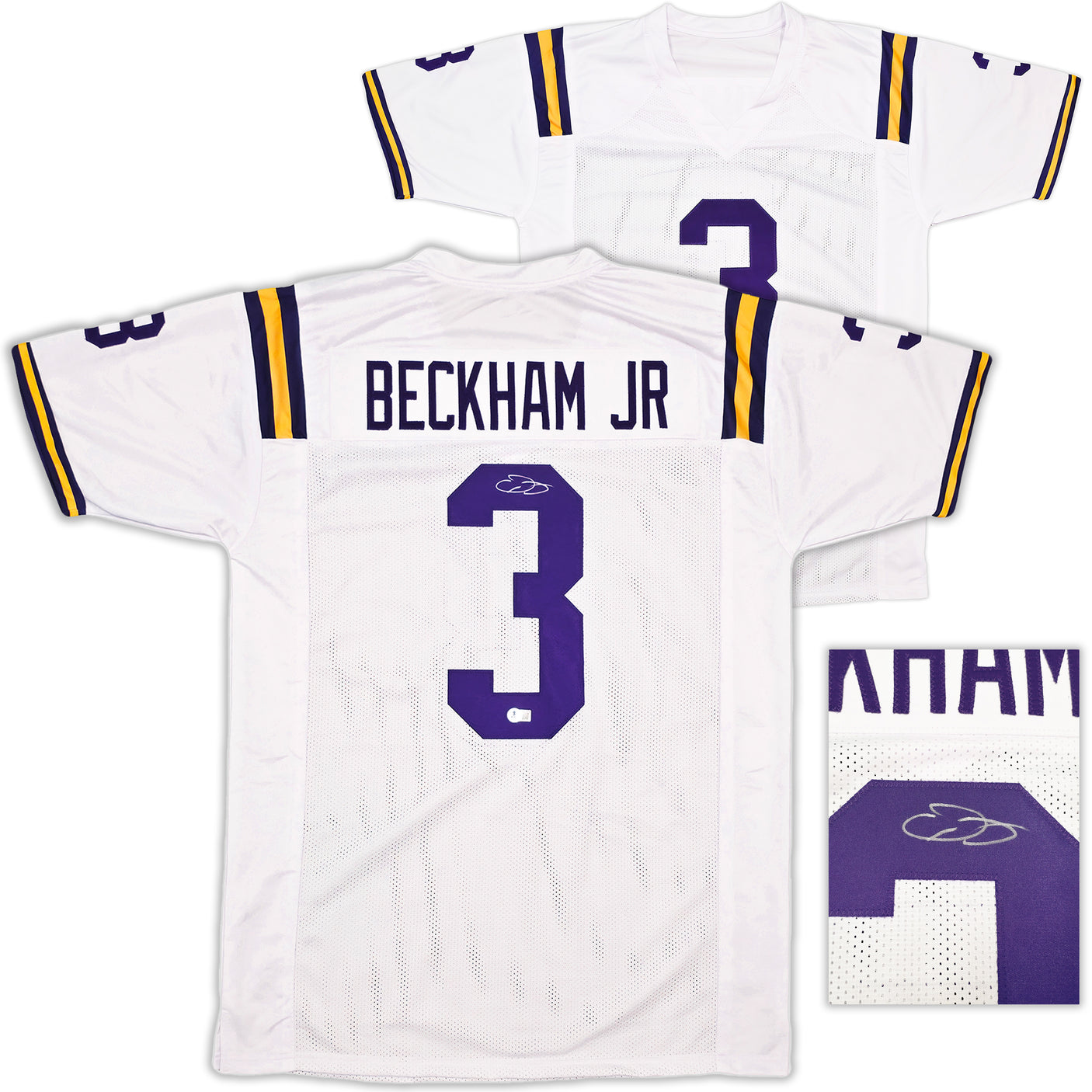 LSU Tigers Odell Beckham Jr. Autographed White Jersey Beckett BAS Witness Stock #242682