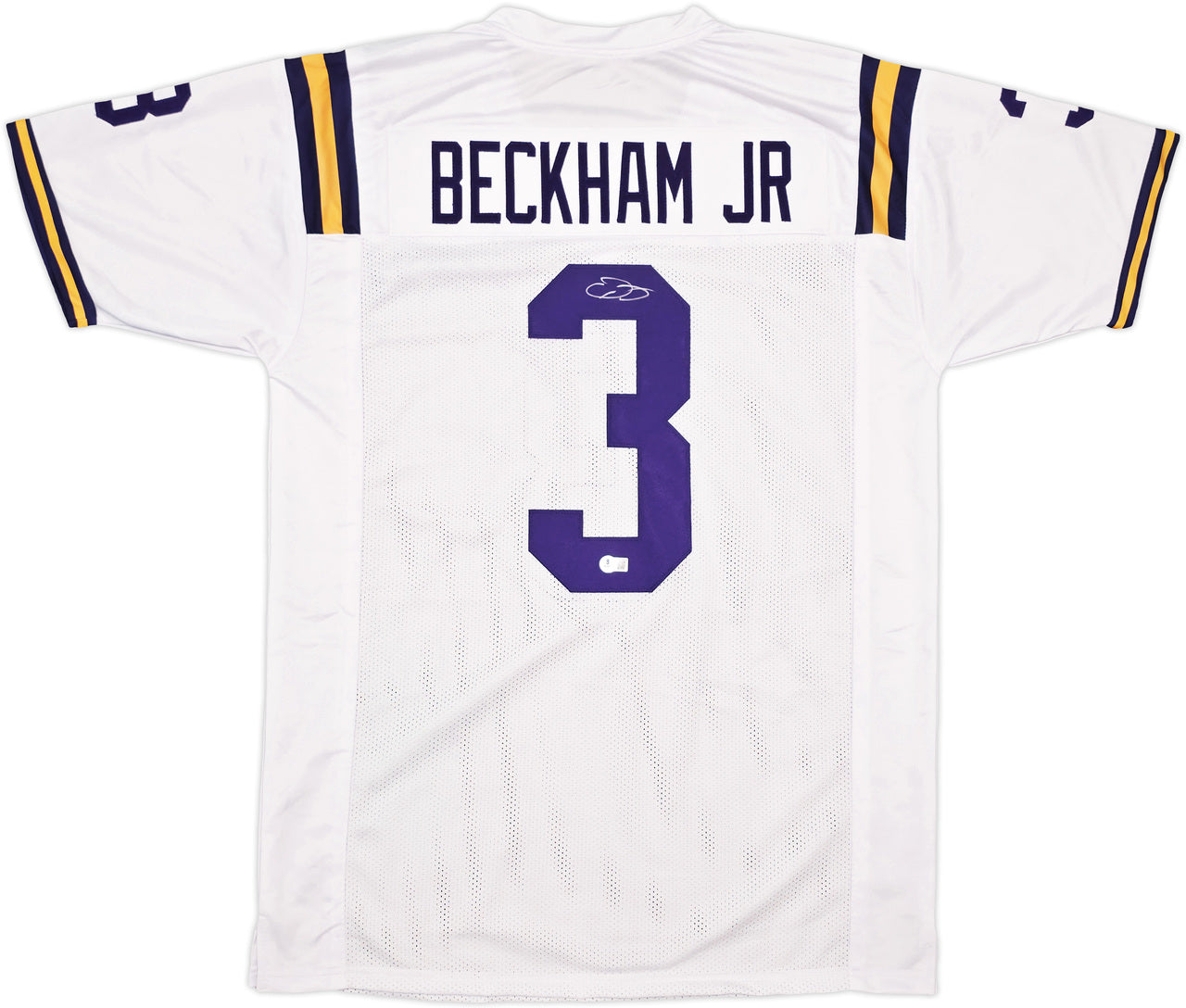 LSU Tigers Odell Beckham Jr. Autographed White Jersey Beckett BAS Witness Stock #242682