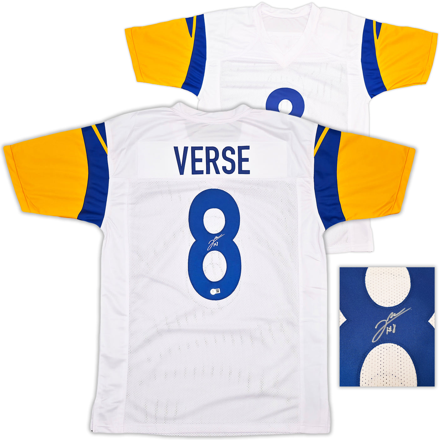 Los Angeles Rams Jared Verse Autographed White Jersey Beckett BAS Witness Stock #242683