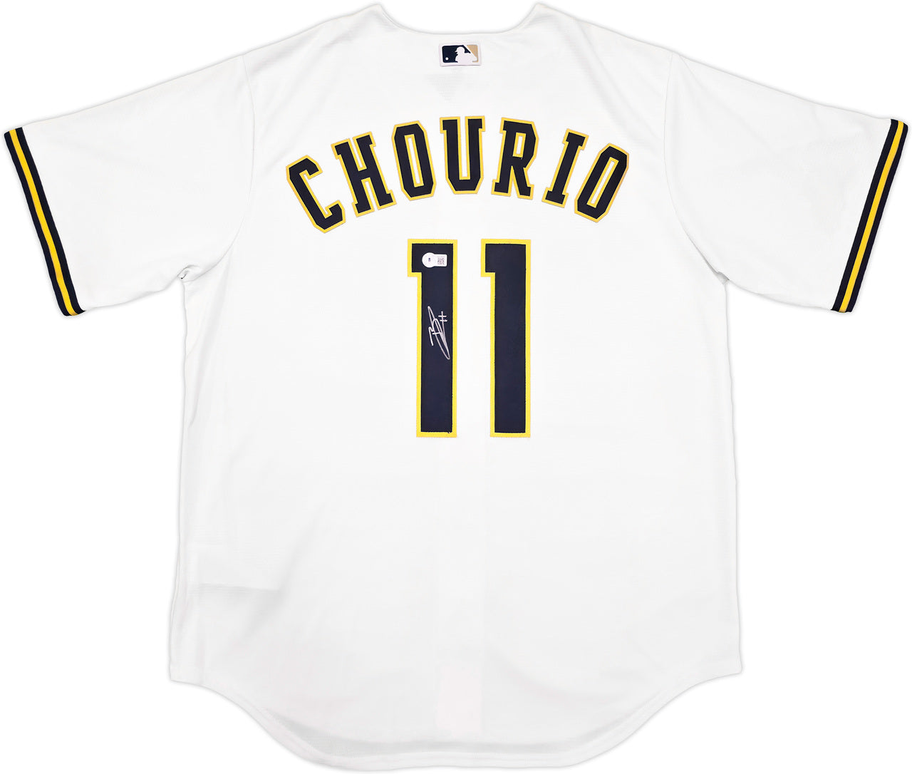 Milwaukee Brewers Jackson Chourio Autographed Cream Nike Jersey Size L Beckett BAS QR Stock #241635