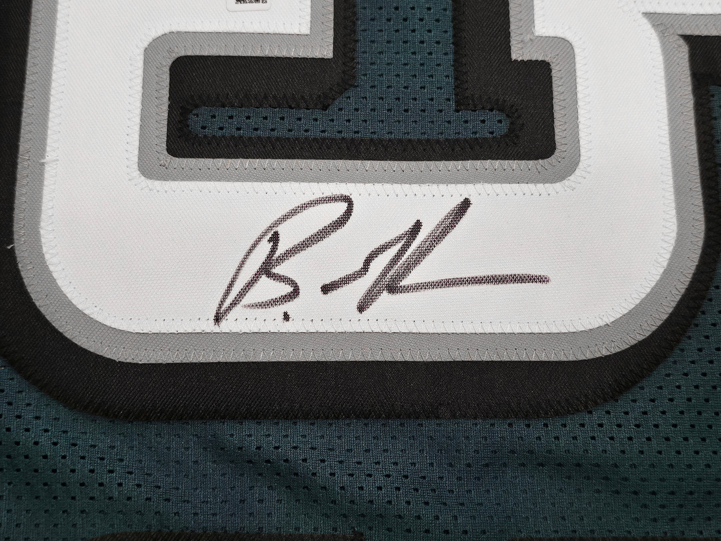 Philadelphia Eagles Brandon Graham Autographed Green Stat Jersey Beckett BAS Witness Stock #241648