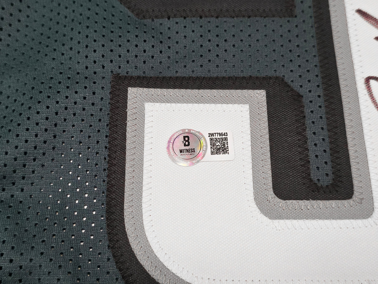 Philadelphia Eagles Brandon Graham Autographed Green Stat Jersey Beckett BAS Witness Stock #241648
