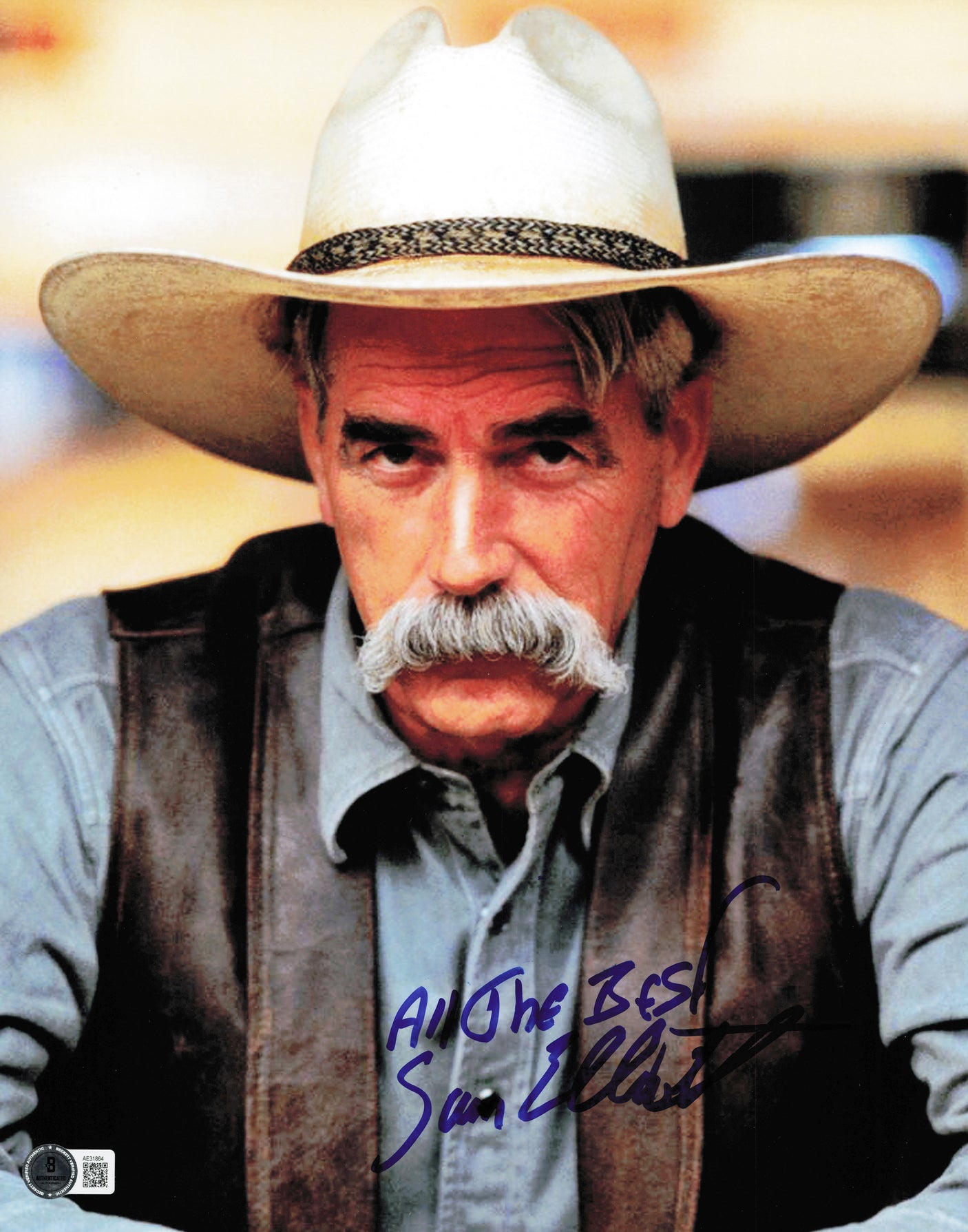 Sam Elliott Autographed 11x14 Photo Tombstone "All The Best" Beckett BAS QR #AE31864